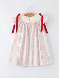 Pink Spring Floral Smocked Girl Dress - 2