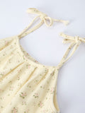Floral Baby Girl Sleeveless Jumpsuit with Pockets - 3