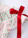 Pink Spring Floral Smocked Baby Girl Romper - 3