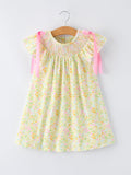 Spring Floral Smocked Girl Dress - 1