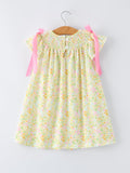 Spring Floral Smocked Girl Dress - 2