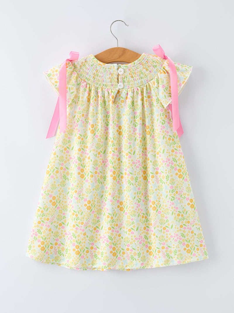 Spring Floral Smocked Girl Dress - 2