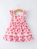 Spring Strawberry Bow Print Girls' Dress - 1