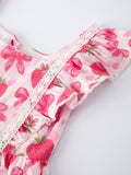 Spring Strawberry Bow Print Girls' Dress - 3