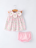 Petal Peter Pan Collar Christ Bishop Christening Baby Girls Bloomer Set - 1