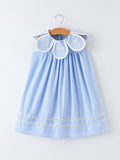 Blue Petal Peter Pan Collar Bishop Christening Dress - 1