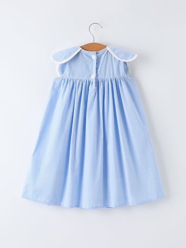 Blue Petal Peter Pan Collar Bishop Christening Dress