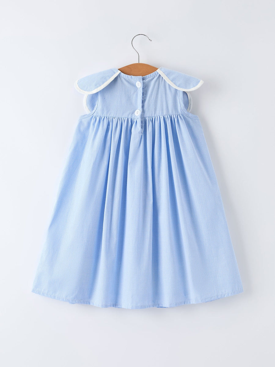 Blue Petal Peter Pan Collar Bishop Christening Dress
