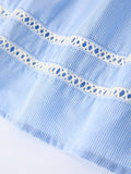 Blue Petal Peter Pan Collar Bishop Christening Dress - 5