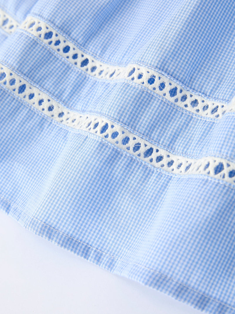 Blue Petal Peter Pan Collar Bishop Christening Dress - 5