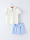 Blue Smocked Church Christ Bishop Christening Toddler Boys'Set - 6