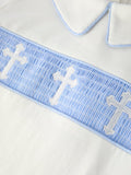 Blue Smocked Church Christ Bishop Christening Toddler Boys'Set - 8