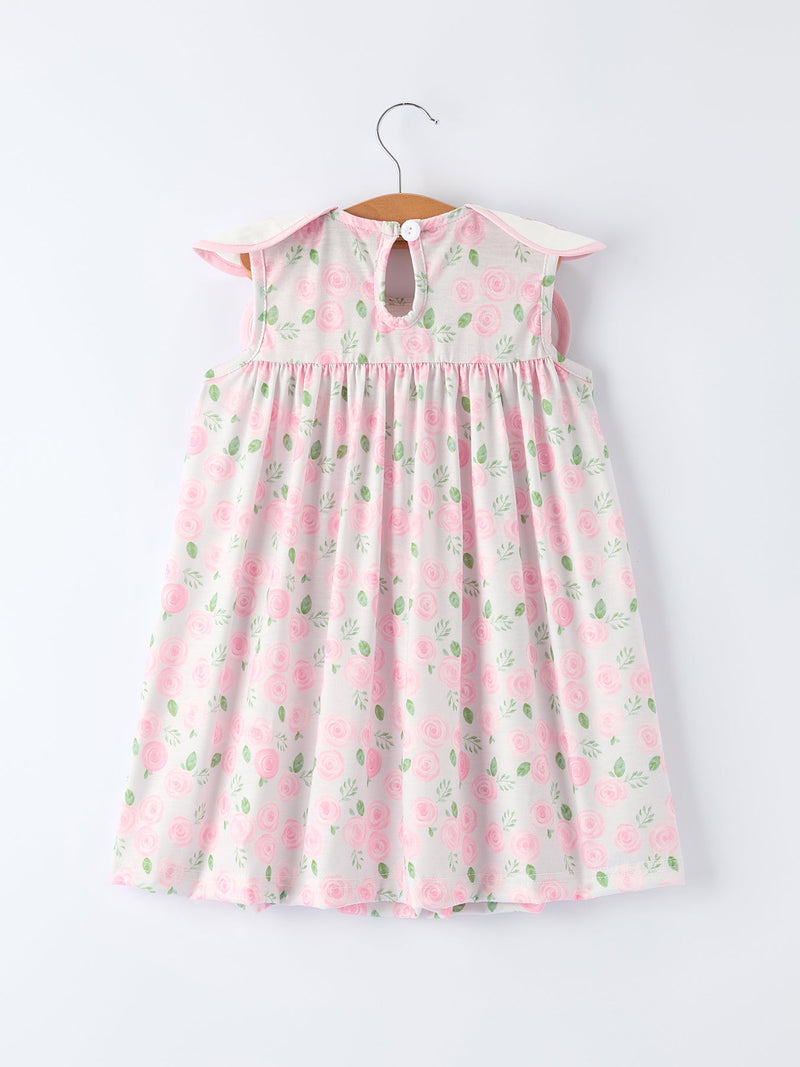 Floral Smocked Petal Peter Pan Collar Dress - 2