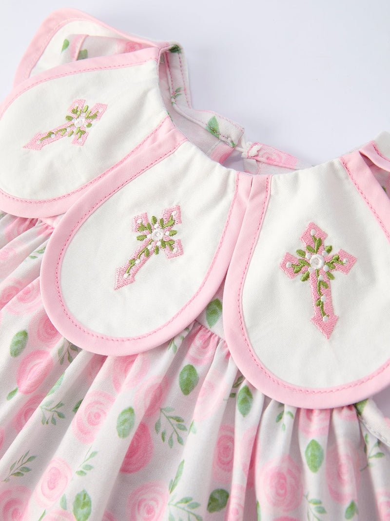 Floral Smocked Petal Peter Pan Collar Dress - 3