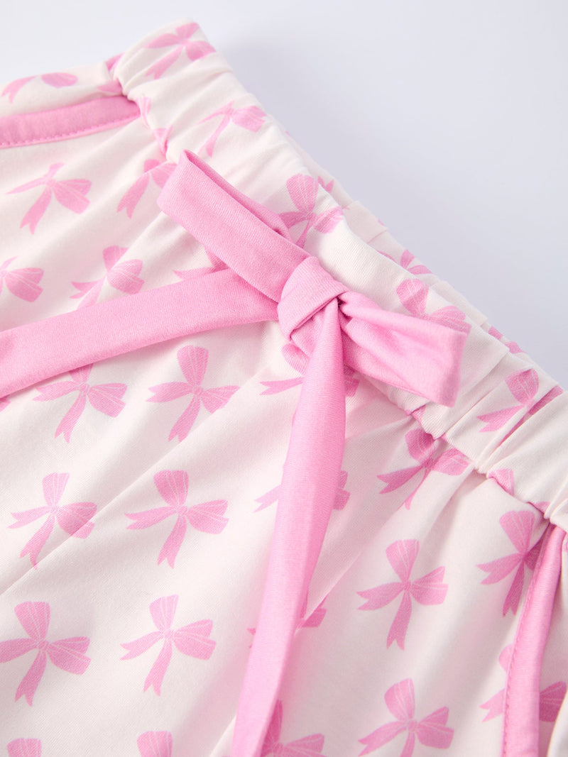 Mommy & Me Pink Bow Print Ruffle Pajama Set - 5