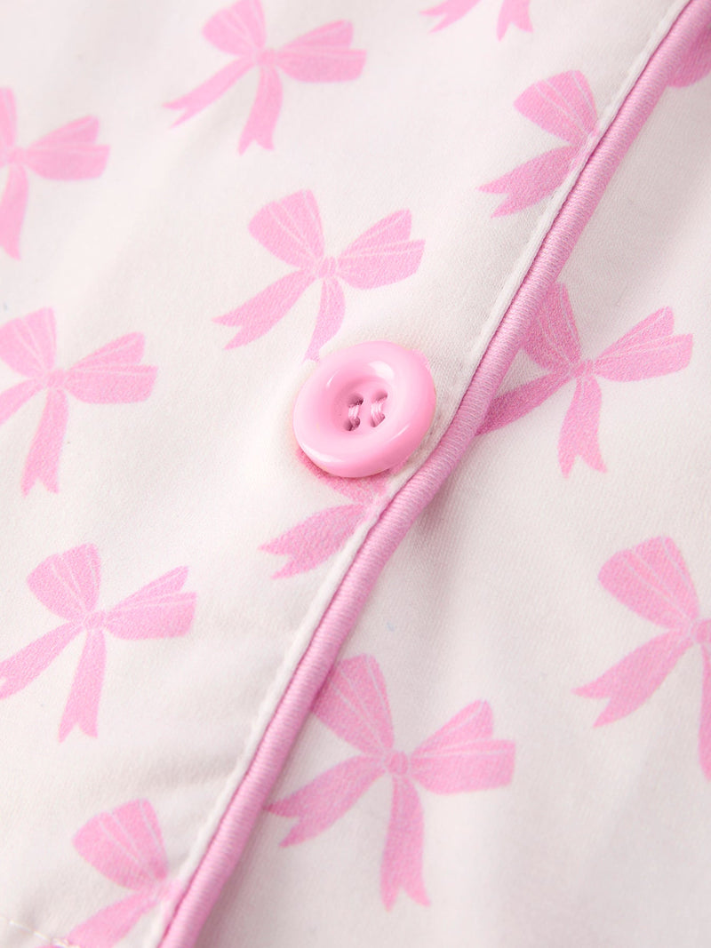 Mommy & Me Pink Bow Print Ruffle Pajama Set - 7