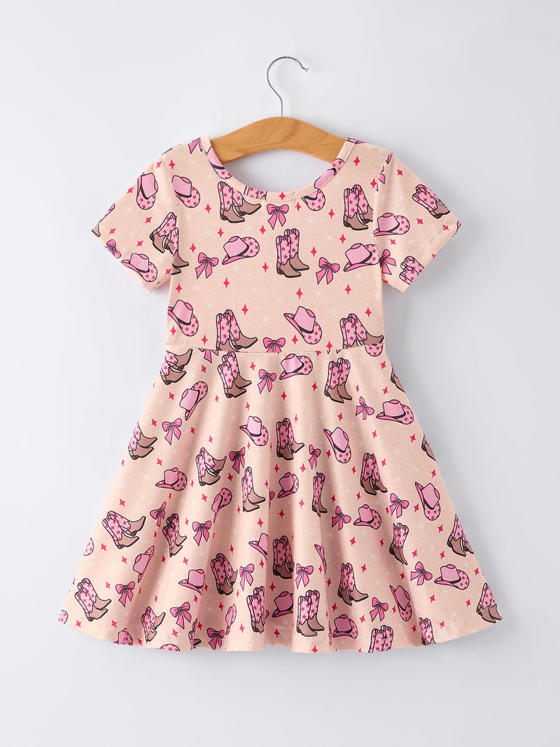 Western Print Girl Short Sleeve Dress - 2