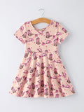 Western Print Girl Short Sleeve Dress - 1