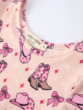 Western Print Girl Short Sleeve Dress - 3