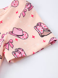 Western Print Girl Short Sleeve Dress - 4
