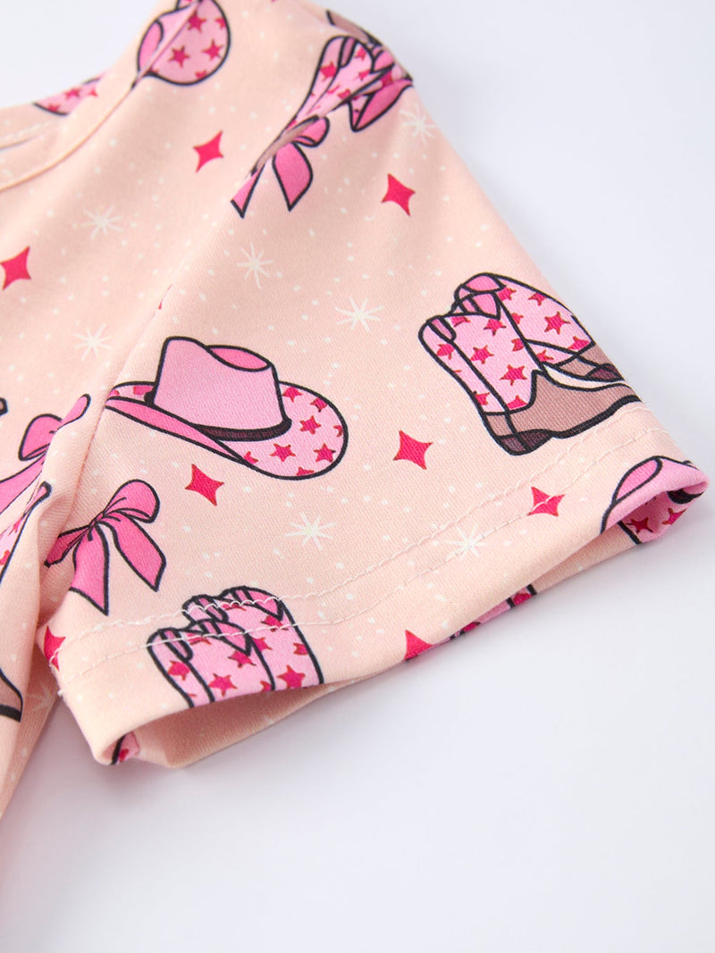 Western Print Girl Short Sleeve Dress - 4