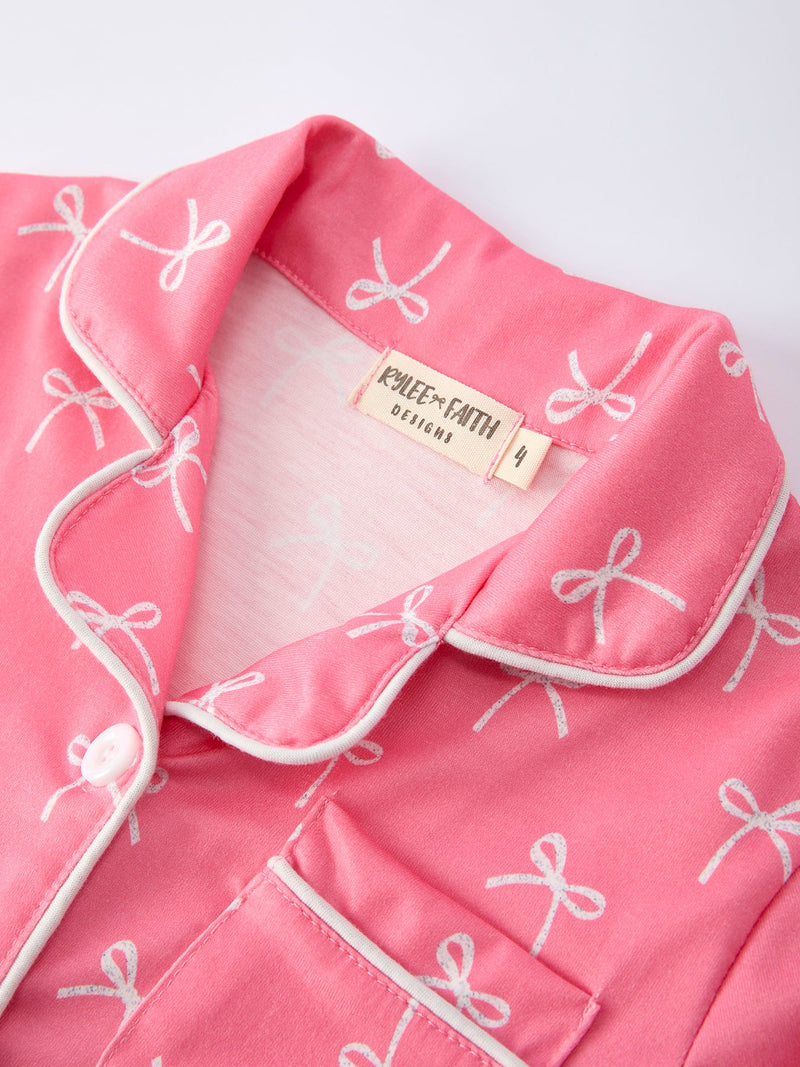 Mommy & Me Bow Print Ruffle Pajama Set - 5