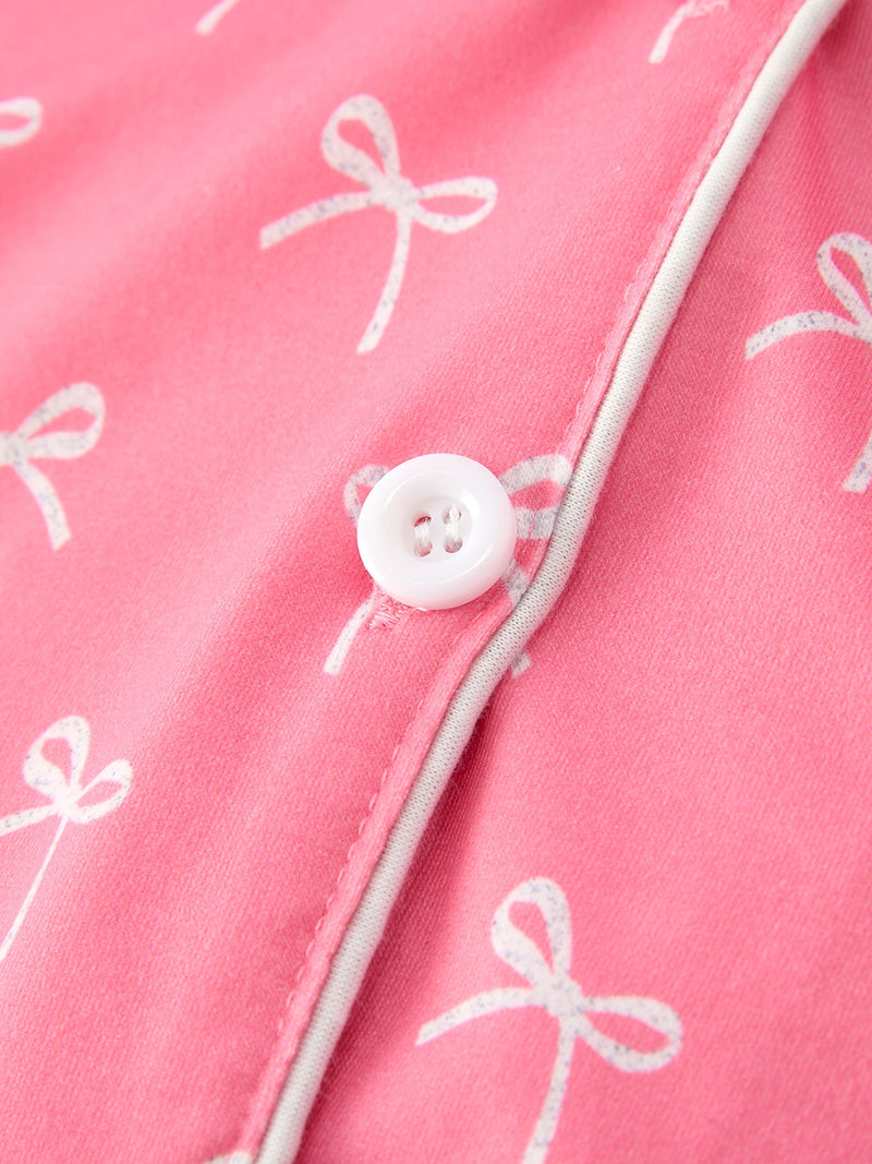 Mommy & Me Bow Print Ruffle Pajama Set - 6