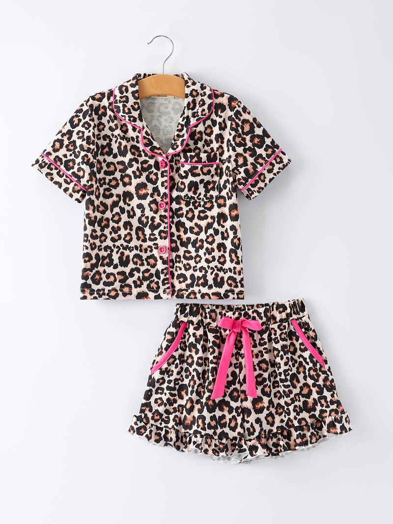 Mommy & Me Leopard Print Ruffle Pajama Set - 3