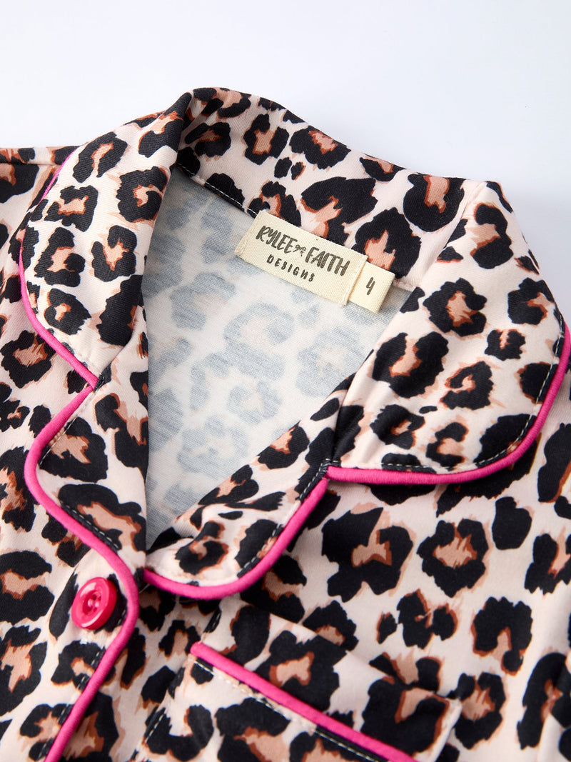 Mommy & Me Leopard Print Ruffle Pajama Set - 6