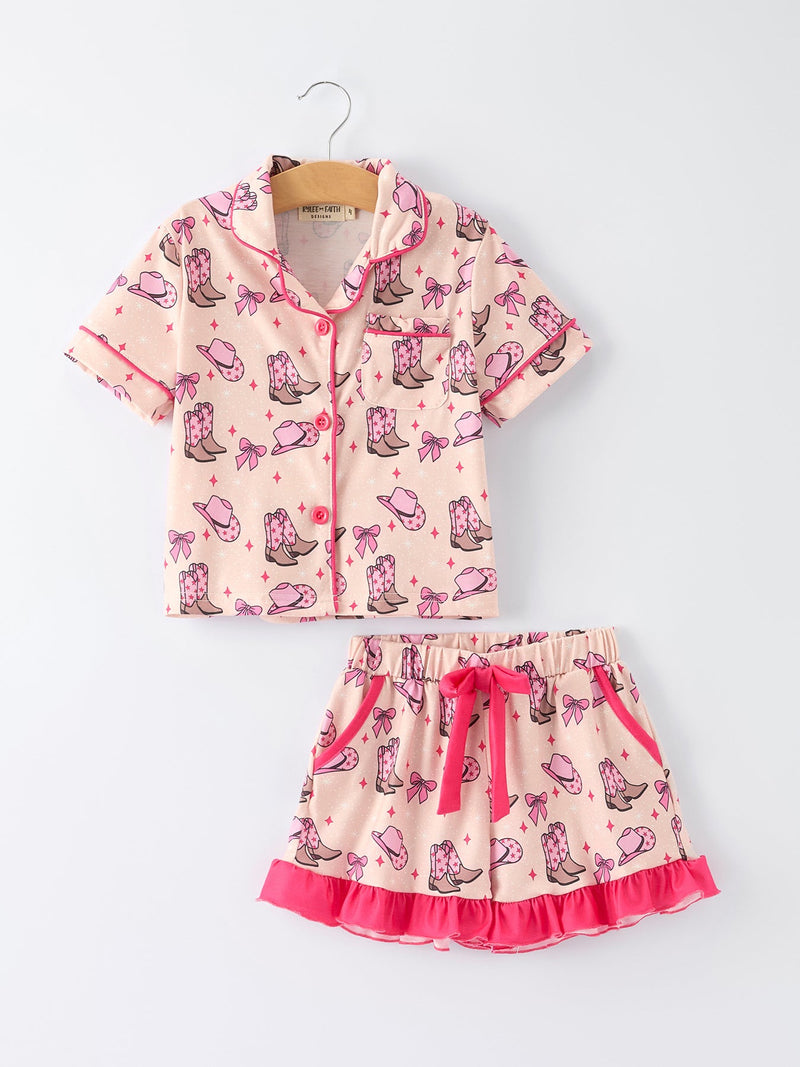 Mommy & Me Western Print Ruffle Pajama Set - 3