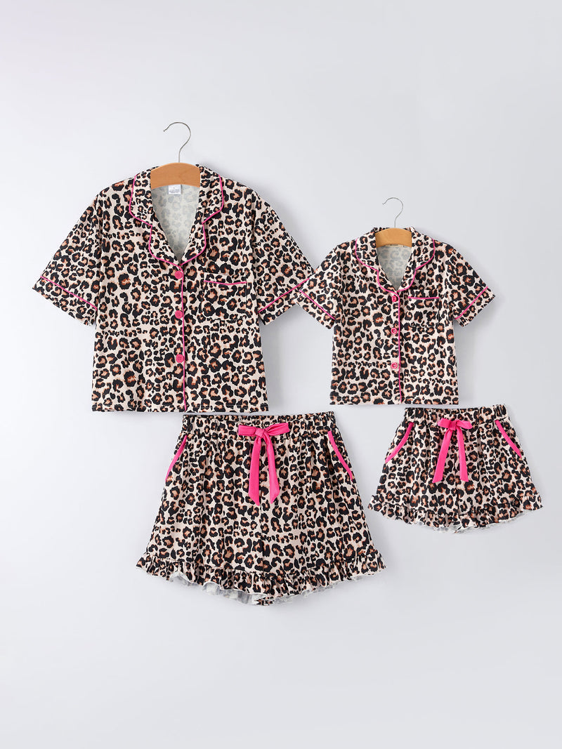 Mommy & Me Leopard Print Ruffle Pajama Set - 2