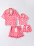 Mommy & Me Bow Print Ruffle Pajama Set - 2