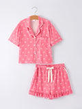 Mommy & Me Bow Print Ruffle Pajama Set - 7