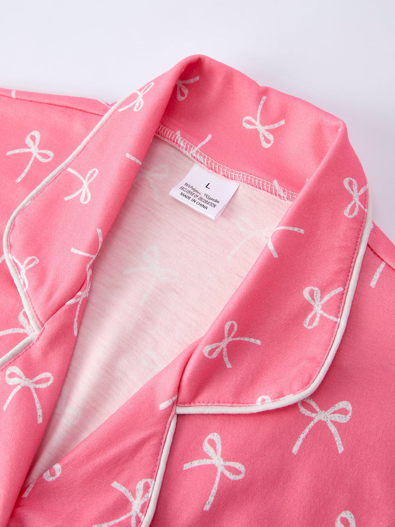 Mommy & Me Bow Print Ruffle Pajama Set - 9