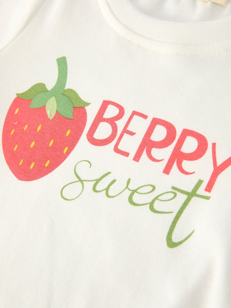 Girls' Spring Short-sleeved "Berry Sweet" Printed Top and Skirt Set - 3