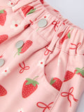 Girls' Spring Short-sleeved "Berry Sweet" Printed Top and Skirt Set - 5
