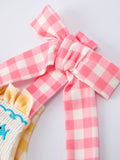 Fish Embroidery Smocking Plaid Girls' Dress - 3