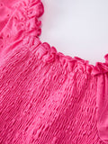 Spring Hot Pink Short-sleeved Girls Jumpsuit - 3