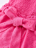 Spring Hot Pink Short-sleeved Girls Jumpsuit - 5