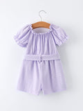 Spring Purple Short-sleeved Girls Jumpsuit - 2