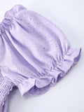 Spring Purple Short-sleeved Girls Jumpsuit - 4