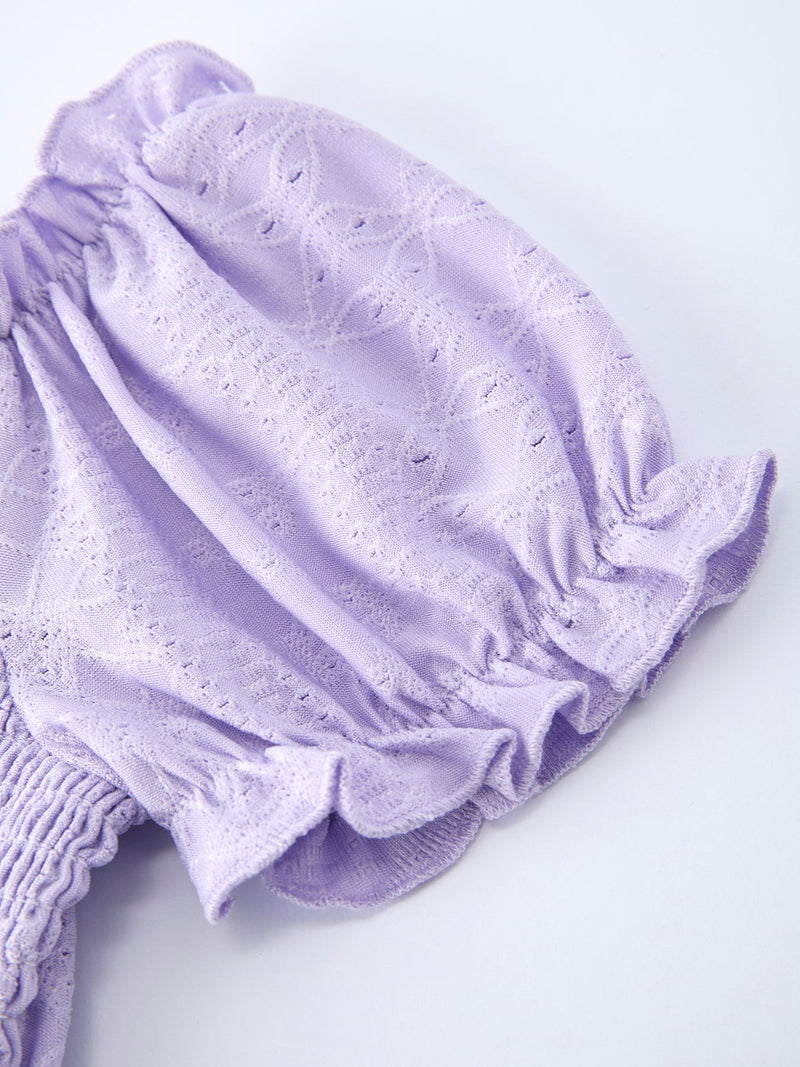 Spring Purple Short-sleeved Girls Jumpsuit - 4