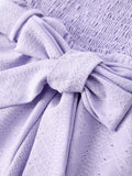 Spring Purple Short-sleeved Girls Jumpsuit - 5