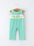 Pickle Ball Embroidered Smocked Green Baby Boys Romper - 1