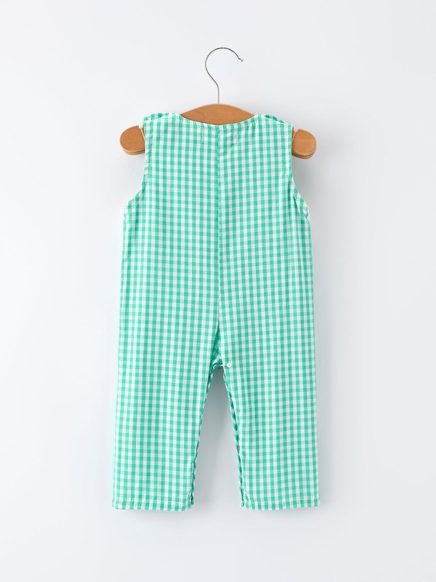 Pickle Ball Embroidered Smocked Green Baby Boys Romper