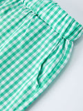 Pickle Ball Spring Gingham Embroidered Smocked Green Boys Shorts Set - 3