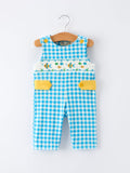 Fish Embroidery Smocking Plaid Baby Boy Romper - 1