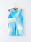 Fish Embroidery Smocking Plaid Baby Boy Romper - 2