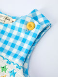 Fish Embroidery Smocking Plaid Baby Boy Romper - 3
