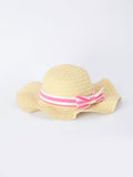 Spring  Pink Striped Ruffled Girls' Dress with Hat - 12